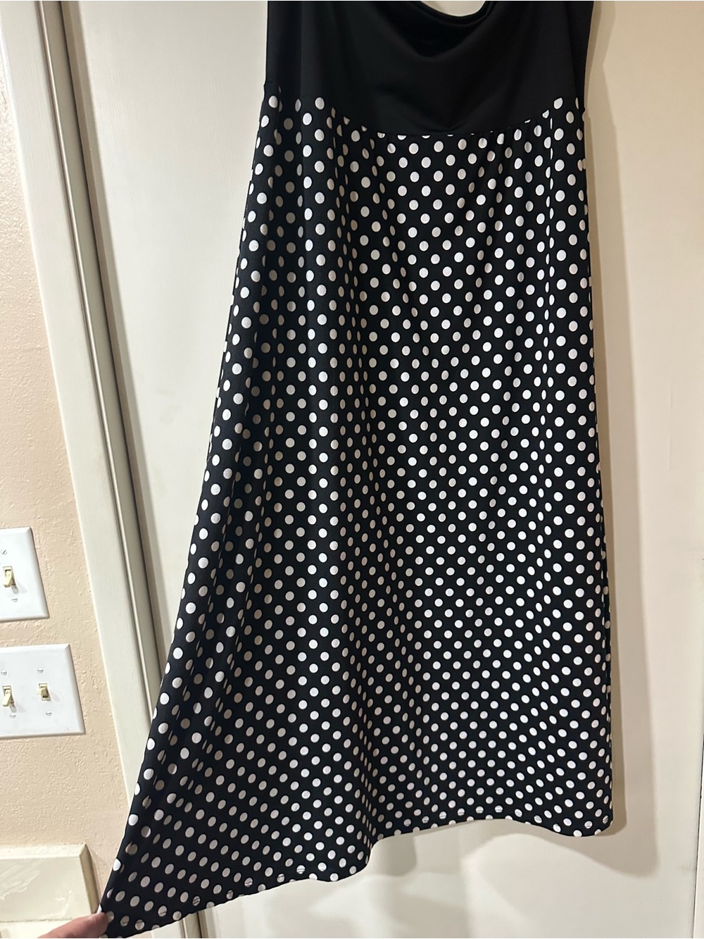 89th & Madison Black and White Polka Dot A-Line Skirt